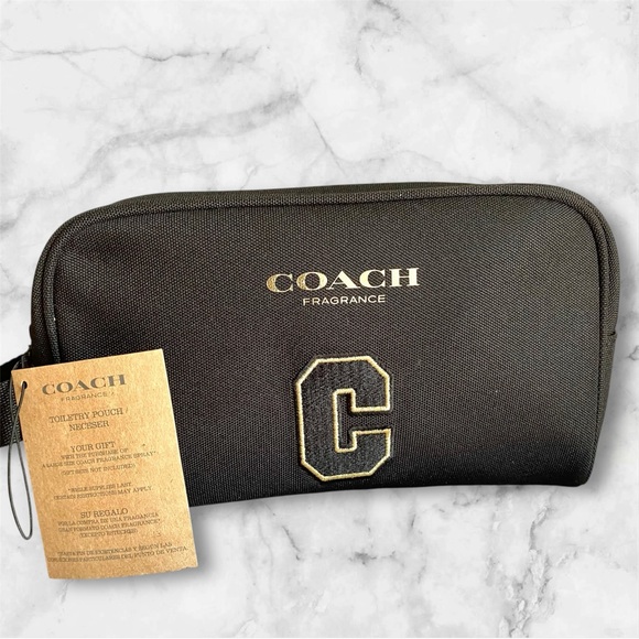Coach Black Toiletry Bag Classic Design with a large C Patch on the front GWF - Picture 1 of 8
